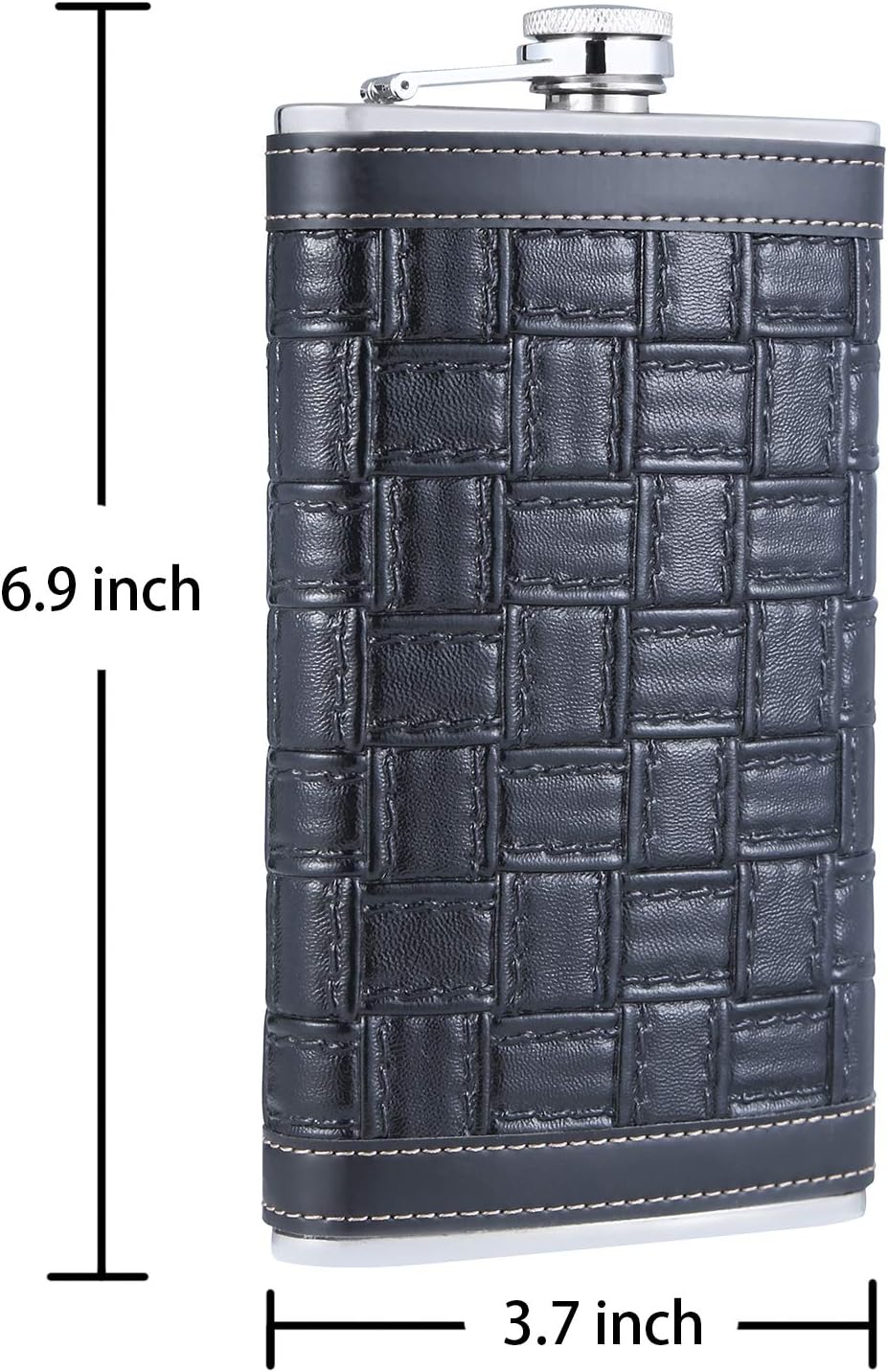 TANEAXON Flachmann mit Trichter und Box aus Edelstahl und auslaufsicher, quadratisch, 340 ml 12 oz F
