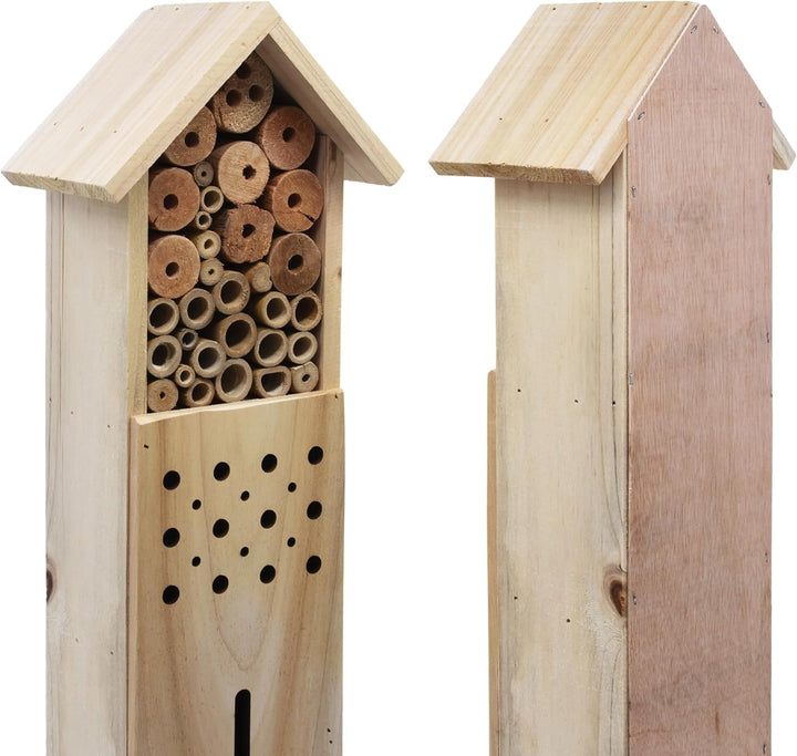 XXL Insektenhotel mit Erdspiess - 79 x 15 cm - Insektenhaus zum Stellen - Schmetterling Käfer Bienen