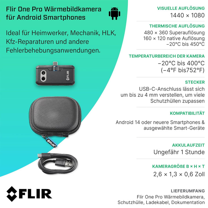 FLIR ONE Pro Thermal Imaging Camera for Android USB-C, Professional Grade Thermal Camera for Smartph