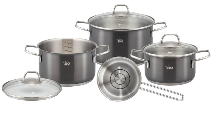 ELO – Twice Select Set 4-teilig, Edelstahl, mit schwarzer PVD Oberflächenveredelung, Volumenskala, e