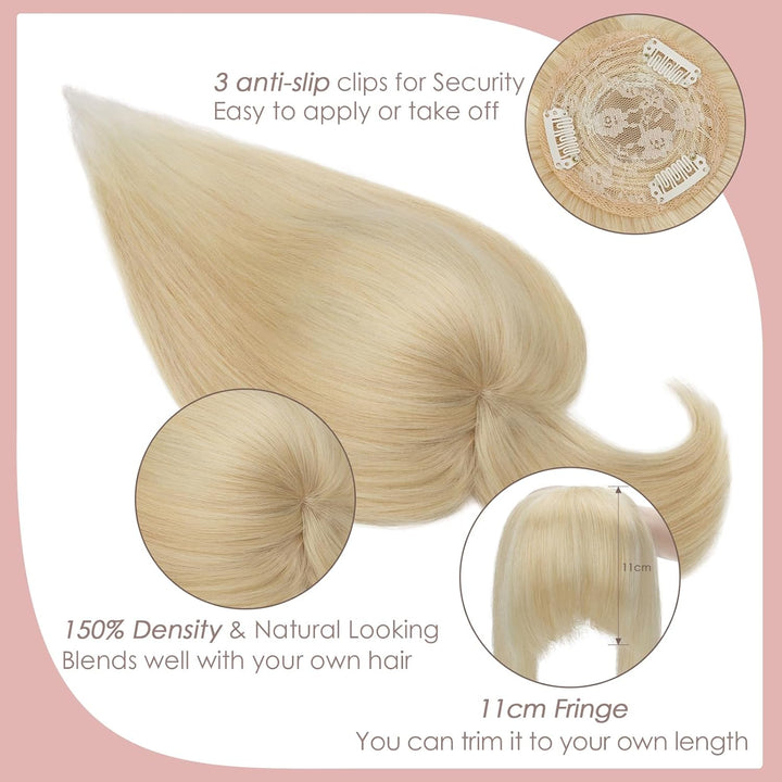 Silk-co Topper Extensions Haarteile Echthaar Clip in Extensions Echthaar Weich Natürlich Glatt Toupe