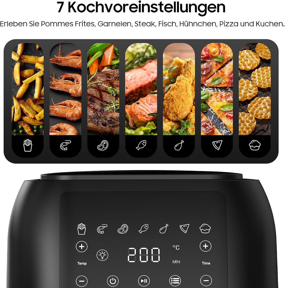 iceagle Heissluftfritteuse XXL Air Fryer 8,5L - Heissluftfritteuse mit Grosses Sichtfenster | Friteu