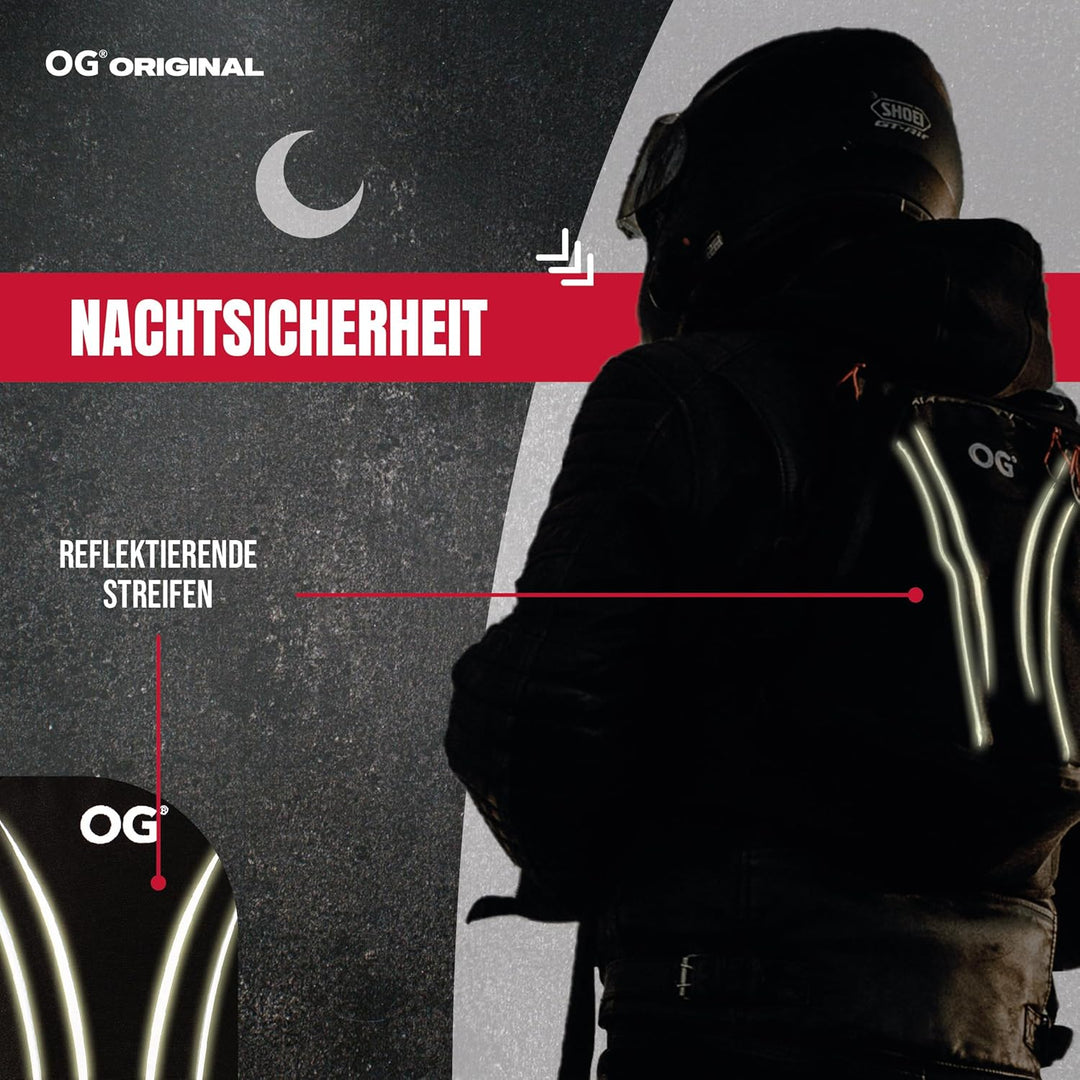 OG Original Roadrunner Motorrad Rucksack Wasserdicht Schwarz Leicht 20l, Motorradhelm-Tasche, Helm-T