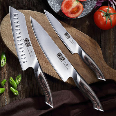 HOSHANHO Messerset 3 teilig, Küchenmesser set aus Edelstahl, Messer Kochmesser Set Professionelles m