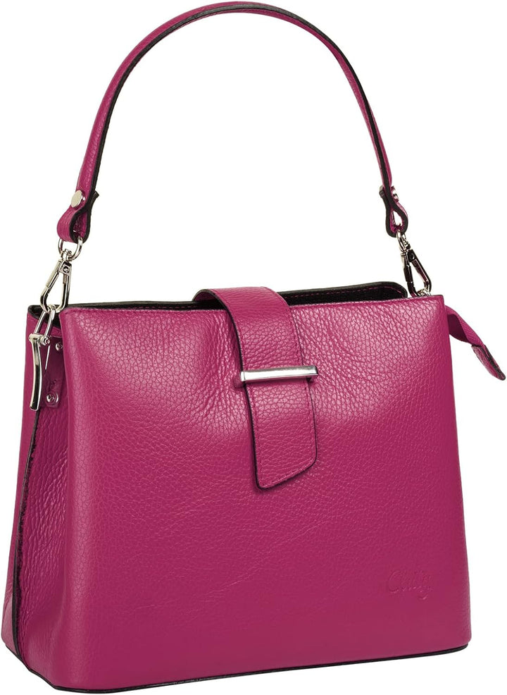 Handtasche Echt Leder Damen Made in Italy, Tragetasche, Umhängetasche, Abendtasche aus Leder 021791