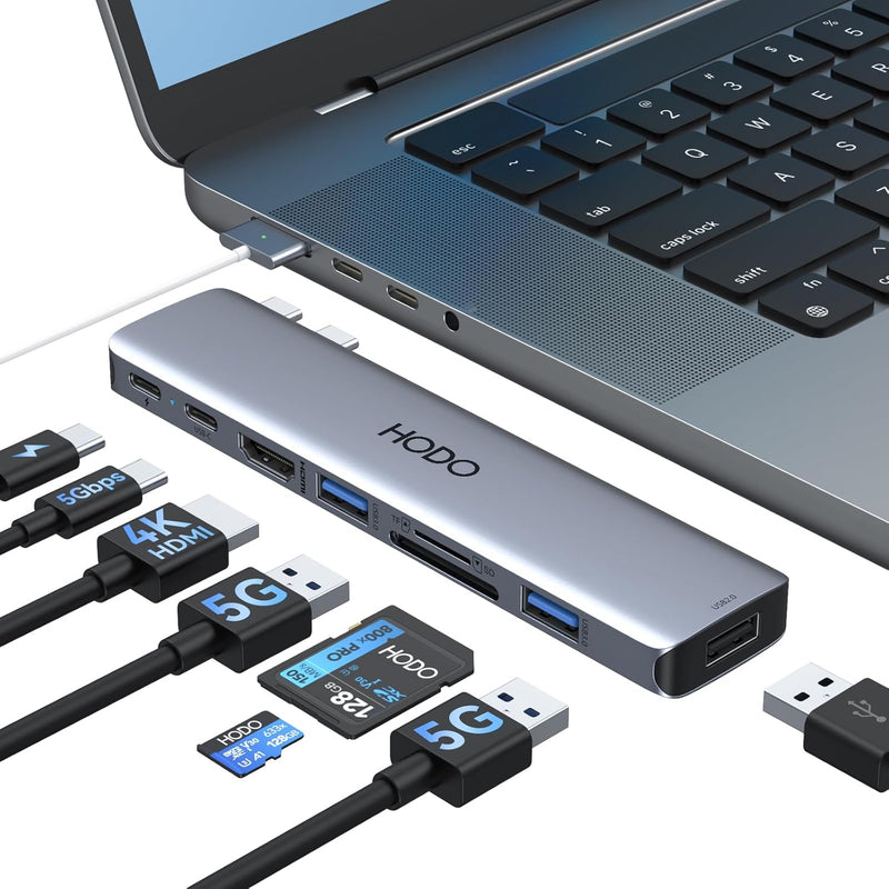 HODO USB C Adapter für MacBook Pro Air, MacBook Hub 8 in 2, MacBook Zubehör mit 4K HDMI,Thunderbolt