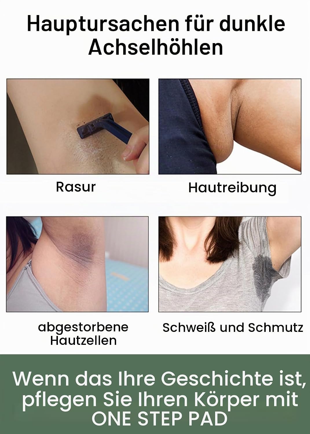 celimax One Step Body Brightening Pad Peeling-Pad Für Körper, Achselhöhlen, Knie & Ellbogen, Mit Grü