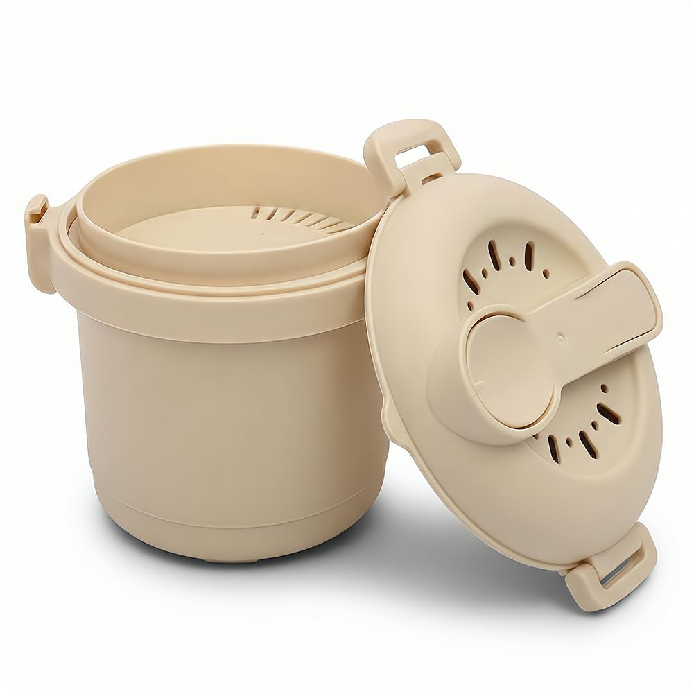 Irishom Microwave Rice Cooker Makes, Mini Reiskocher für Sushi Reis, Mikrowellen Reiskocher mit Deck