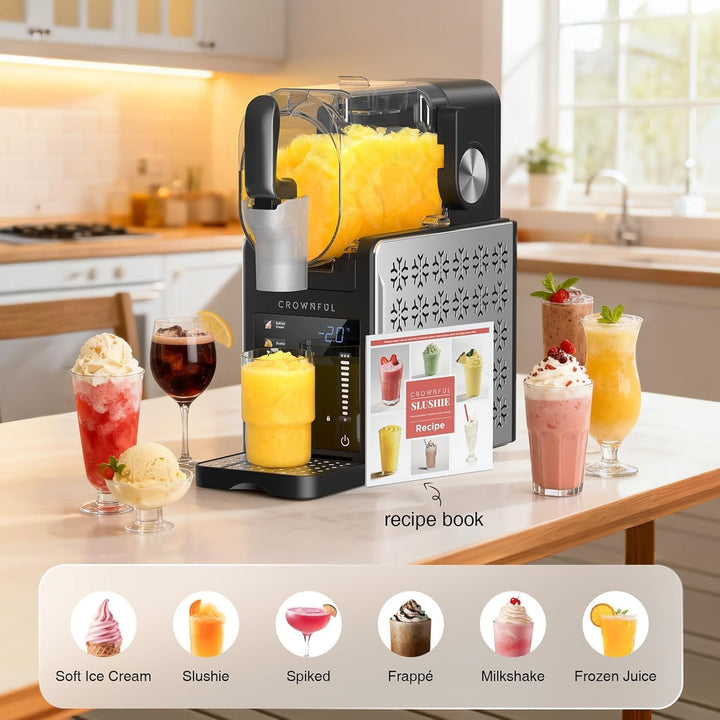 CROWNFUL Slush Maschine für zu Hause 1,9 L Slushie Machine, 6 Programme für Eiscreme, Slush, Eis-Coc