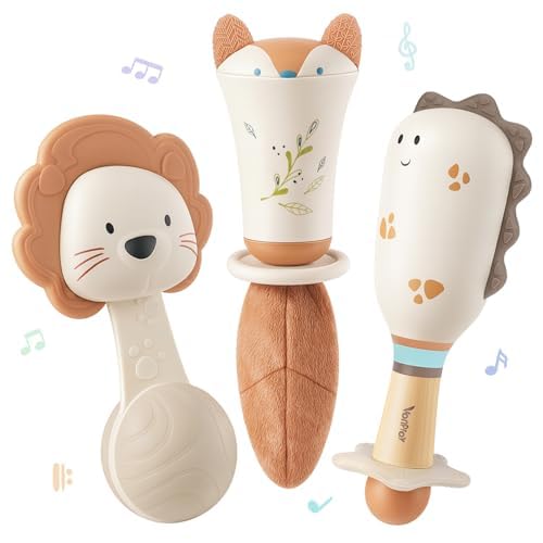 Beissring Baby Rassel Baby Spielzeug 6 MonateSensorik Geschenk (3 Stück)