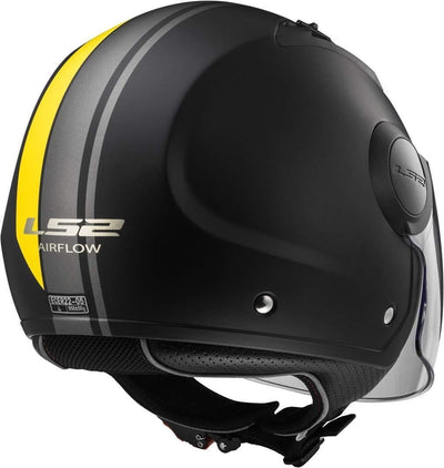 LS2 Helm Motorrad of562 Airflow Metropolis, matt black/yellow Long, XS XS Matt Black Yellow Long, XS