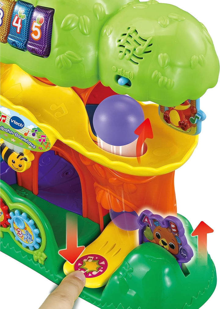 VTech Baby Kugelbahn-Baumhaus – Interaktive Kugelbahn mit Leuchttasten, Tieren und spannenden Elemen