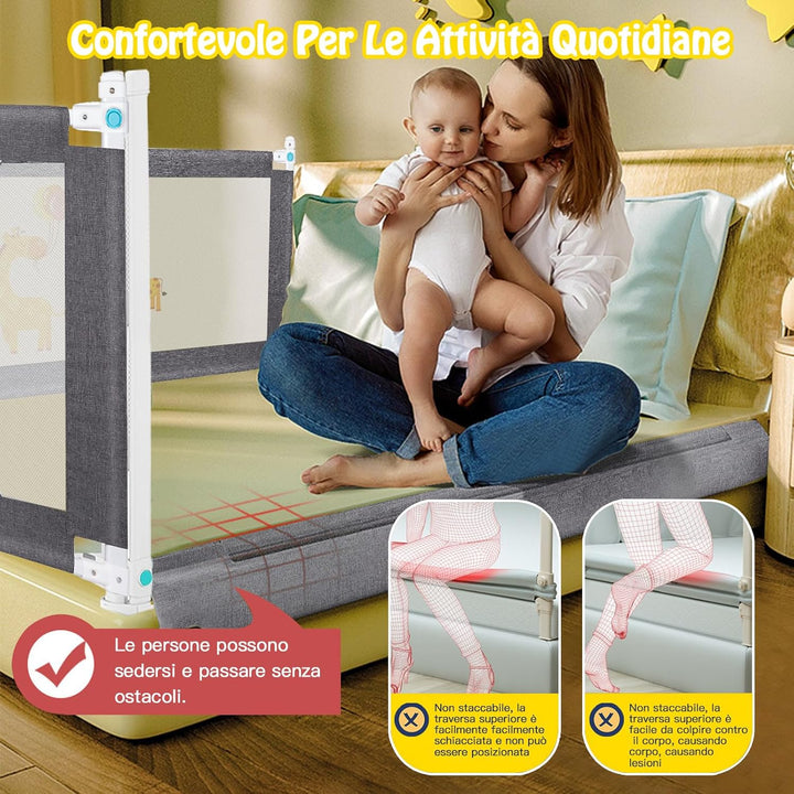 Wholede 200 cm Sicherheitsgitter für Kinder, Bettgitter für Kinder, Bettgeländer für Kinder, Fallsch