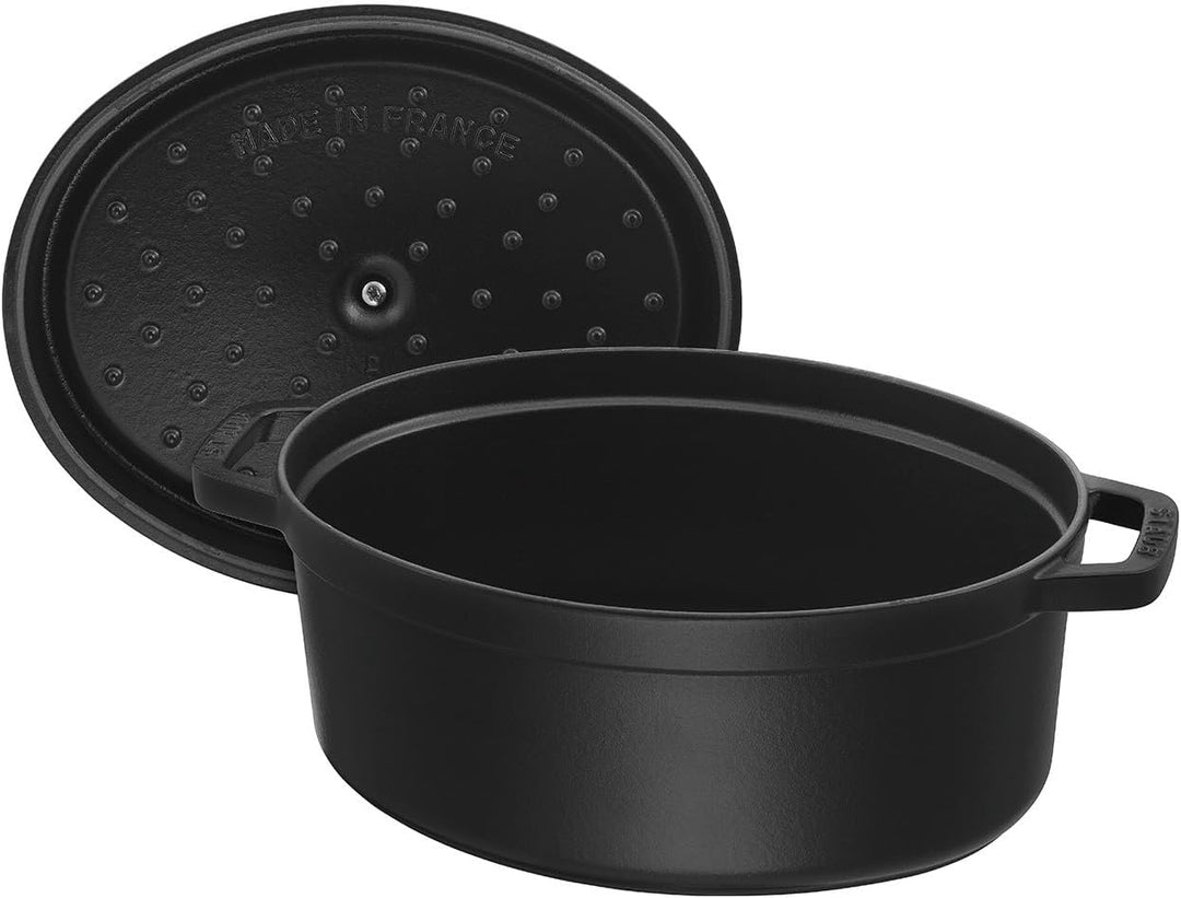 STAUB Gusseisen Bräter/Cocotte, Oval 31 cm, 5,5 L, Aromaregen Funktion, Für alle Herdarten geeignet,