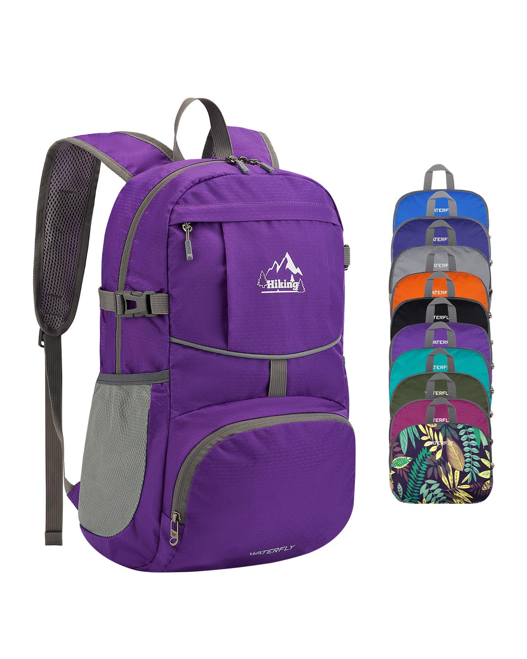 WATERFLY Faltbarer Rucksack Ultraleicht Wanderrucksack: 25L Leichter Tagesrucksack Sportlich Packabl