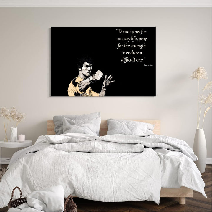 Printed Paintings Leinwand (80x60cm): Motivierender Spruch Bruce Lee Power, Das Leben ist herausf 80