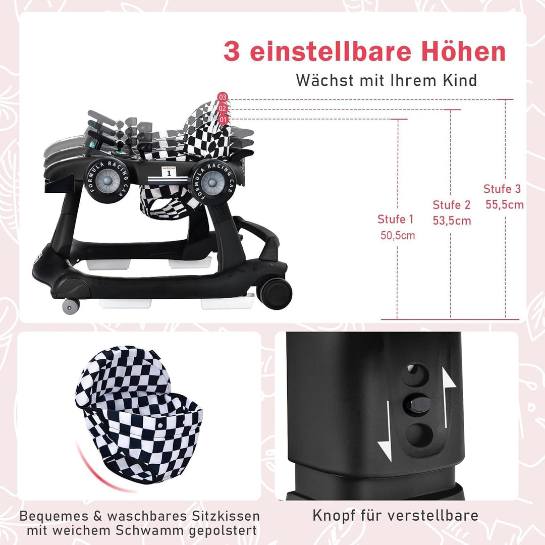 FANTASK 4 in 1 Lauflernhilfe, Lauflernwagen klappbar mit einstellbarer Höhe & Geschwindigkeit, Baby