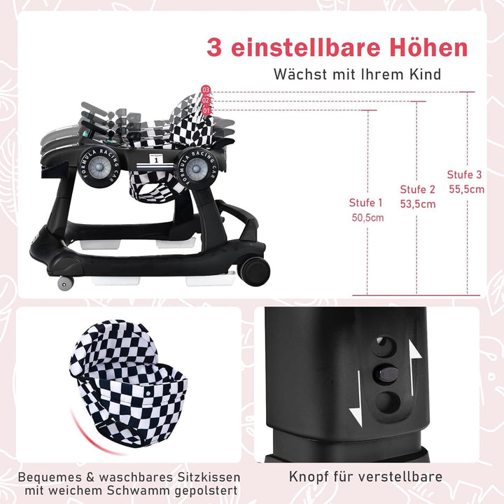 FANTASK 4 in 1 Lauflernhilfe, Lauflernwagen klappbar mit einstellbarer Höhe & Geschwindigkeit, Baby
