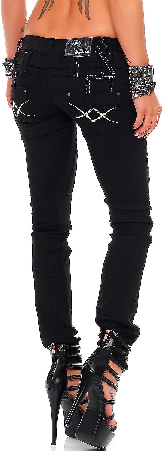 Cipo & Baxx Damen Jeans – Stylische Slim & Regular Fit Hosen mit Stretch, Ziernähten, Zippern & Used