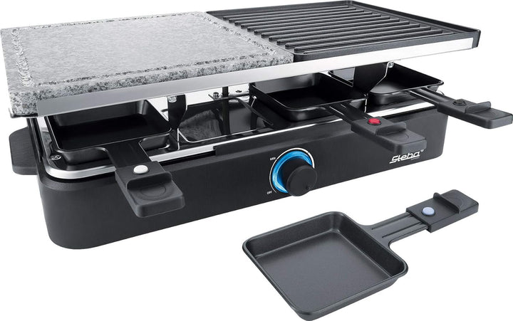 Steba 63-18-00 Multi-Raclette RC 18 | Hochwertige Natursteingrillplatte | Wendbare Grillplatte | 8 a