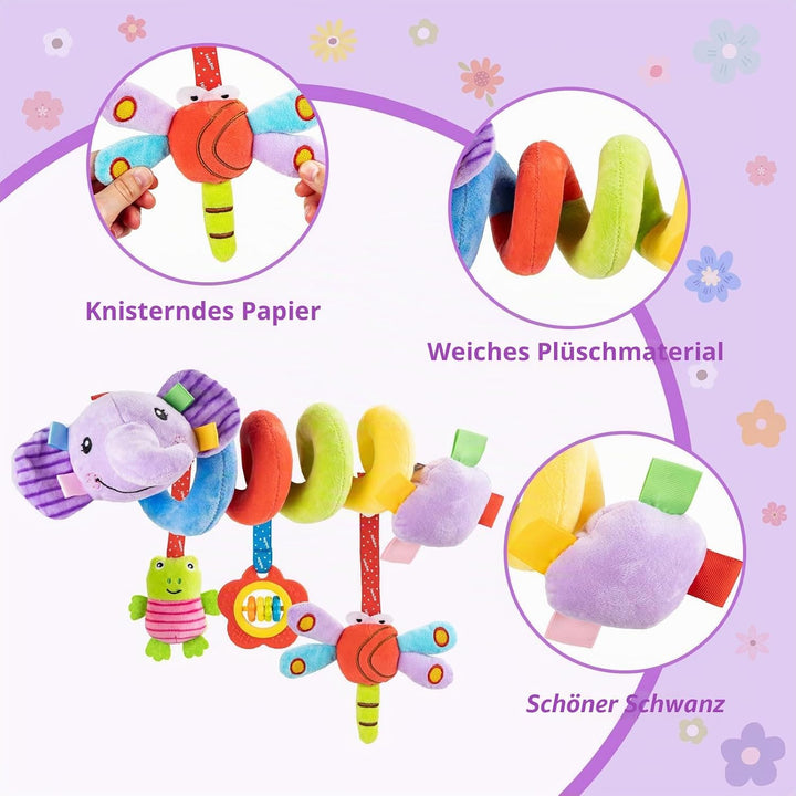 Kinderwagen Spielzeug, Baby Activity Spirale Spielzeug mit Rassel, Hängendes Spiral Plüsch Spielzeug