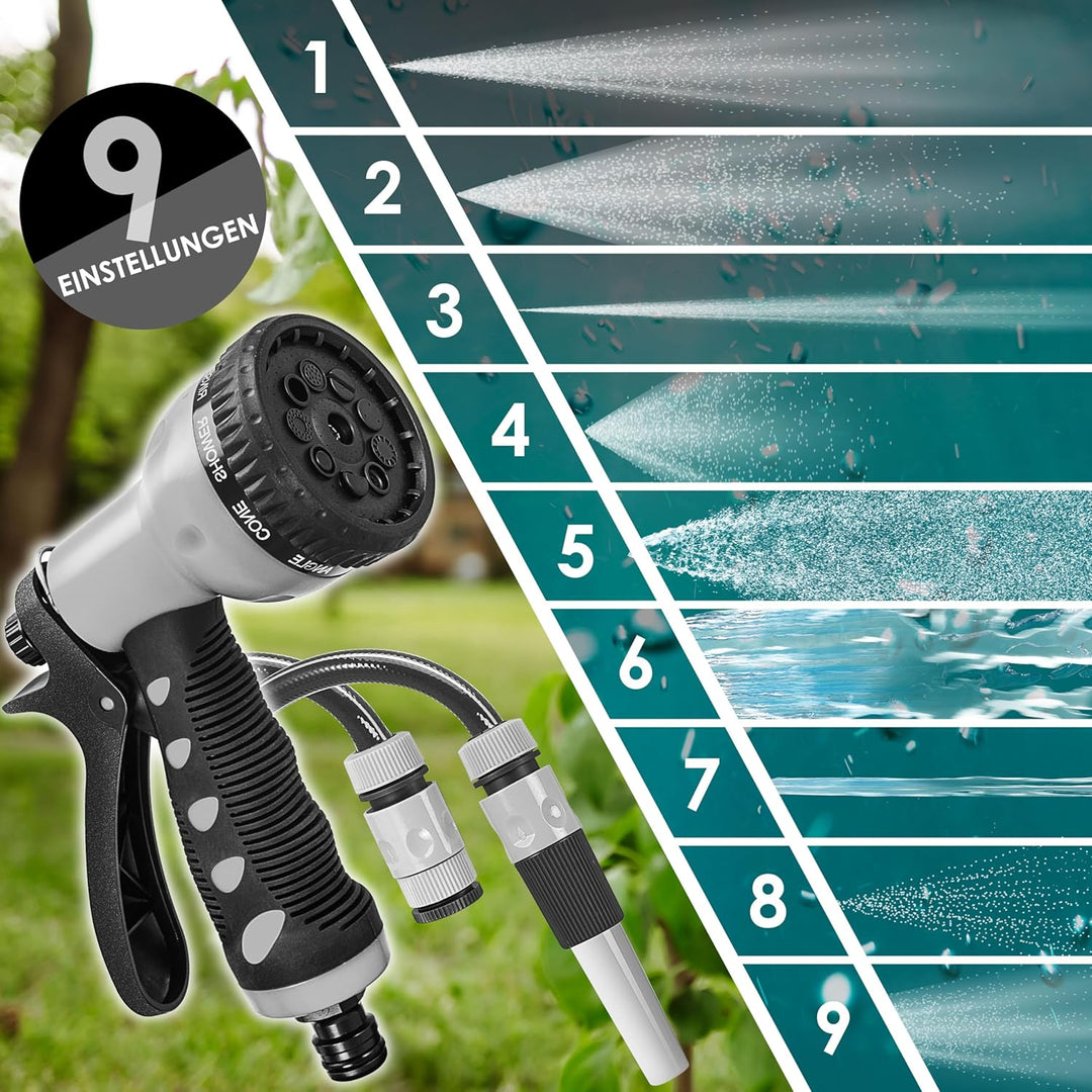 KESSER® Schlauchtrommel Wasser 15+2m Schlauchaufroller Inkl. 2-Wege-Verteiler + Multi-Handbrause Was