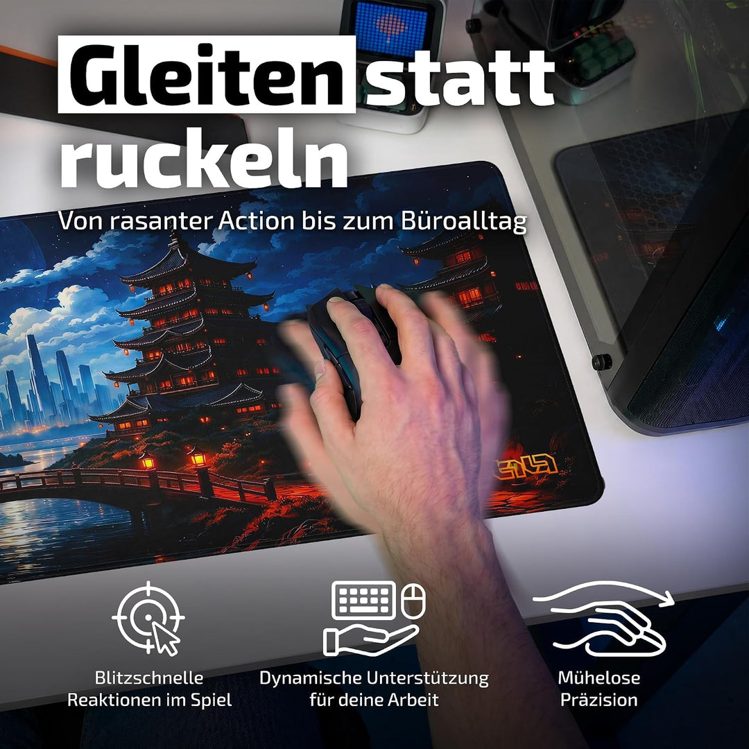 Tilt Gaming Mauspad 800x300 mm - 4 mm rutschfeste Schreibtischunterlage Gross - Speed-Oberfläche &amp; H