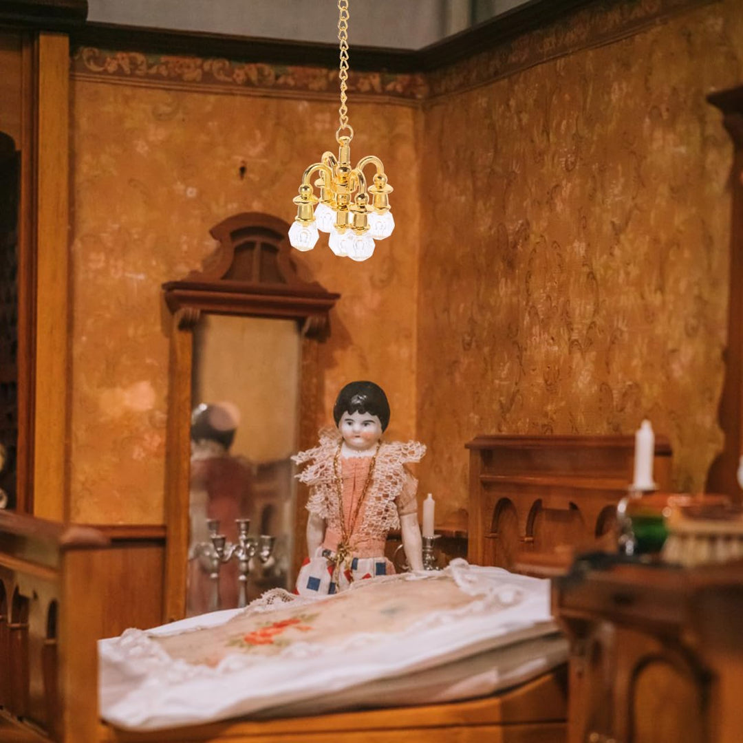 BESTonZON 2stücke Mini Wasserkrystall Chandelier Miniatur Beleuchtung Für Puppenhaus Dekoration Inst