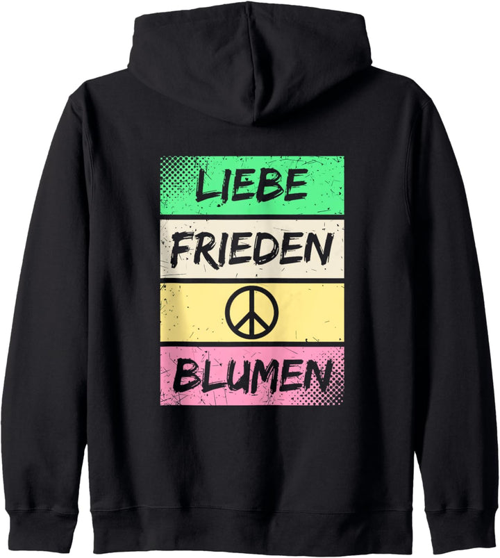Flower Power Zeichen Retro 60er 70er Liebe Freiden Blumen Kapuzenjacke
