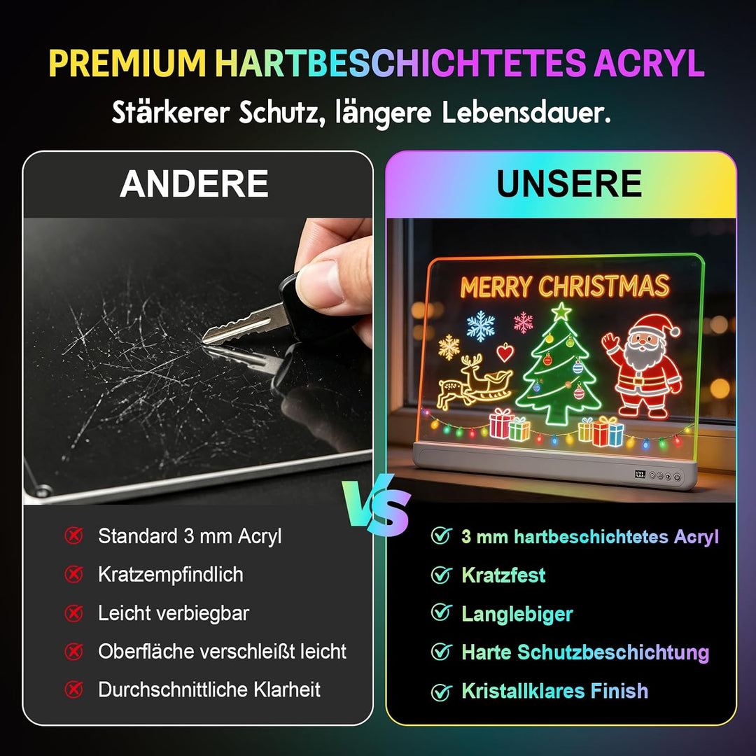 LED Zeichentafel Kinder 18.8 Zoll gross mit Timer &amp; Fernbedienung White, White