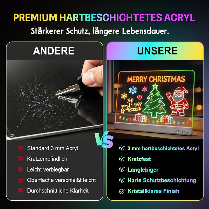 LED Zeichentafel Kinder 18.8 Zoll gross mit Timer &amp; Fernbedienung White, White