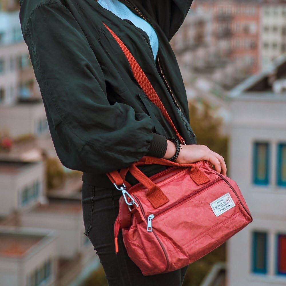 Fenner-Fashion Paper Bag Bowling Bag, Schultertasche, Henkeltasche Budapest Dunkelbraun, Dunkelbraun