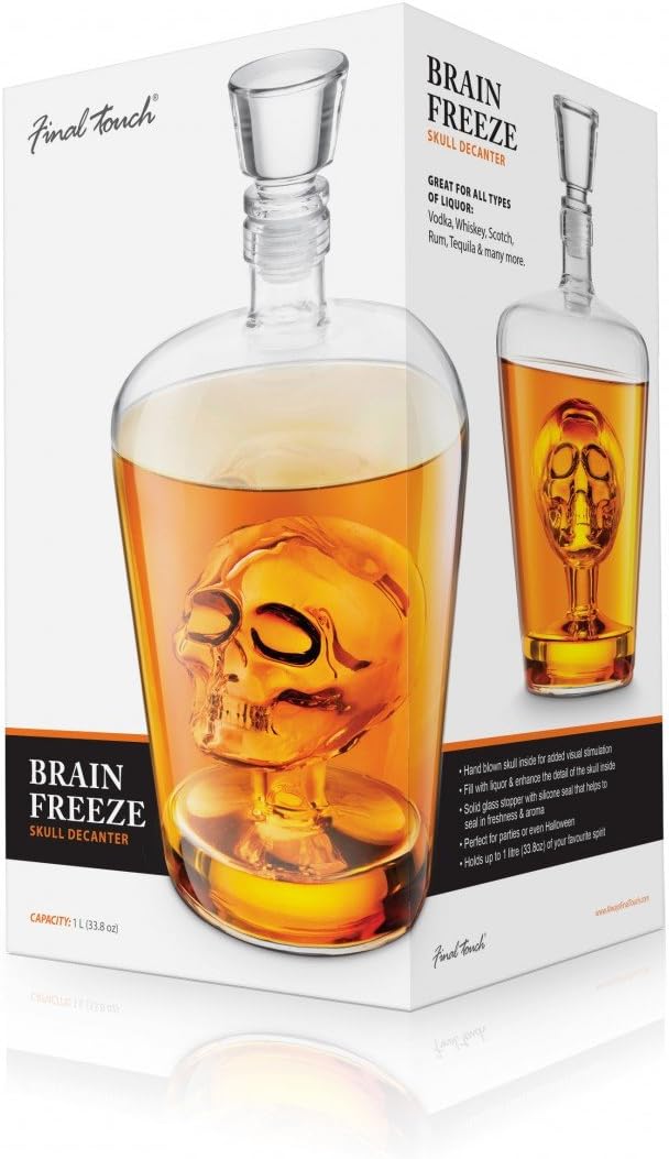 Final Touch Brainfreeze Skull Decanter Dekanter Schädel Perfekt für Vodka, Obstbrand, Wein, Whiskey,