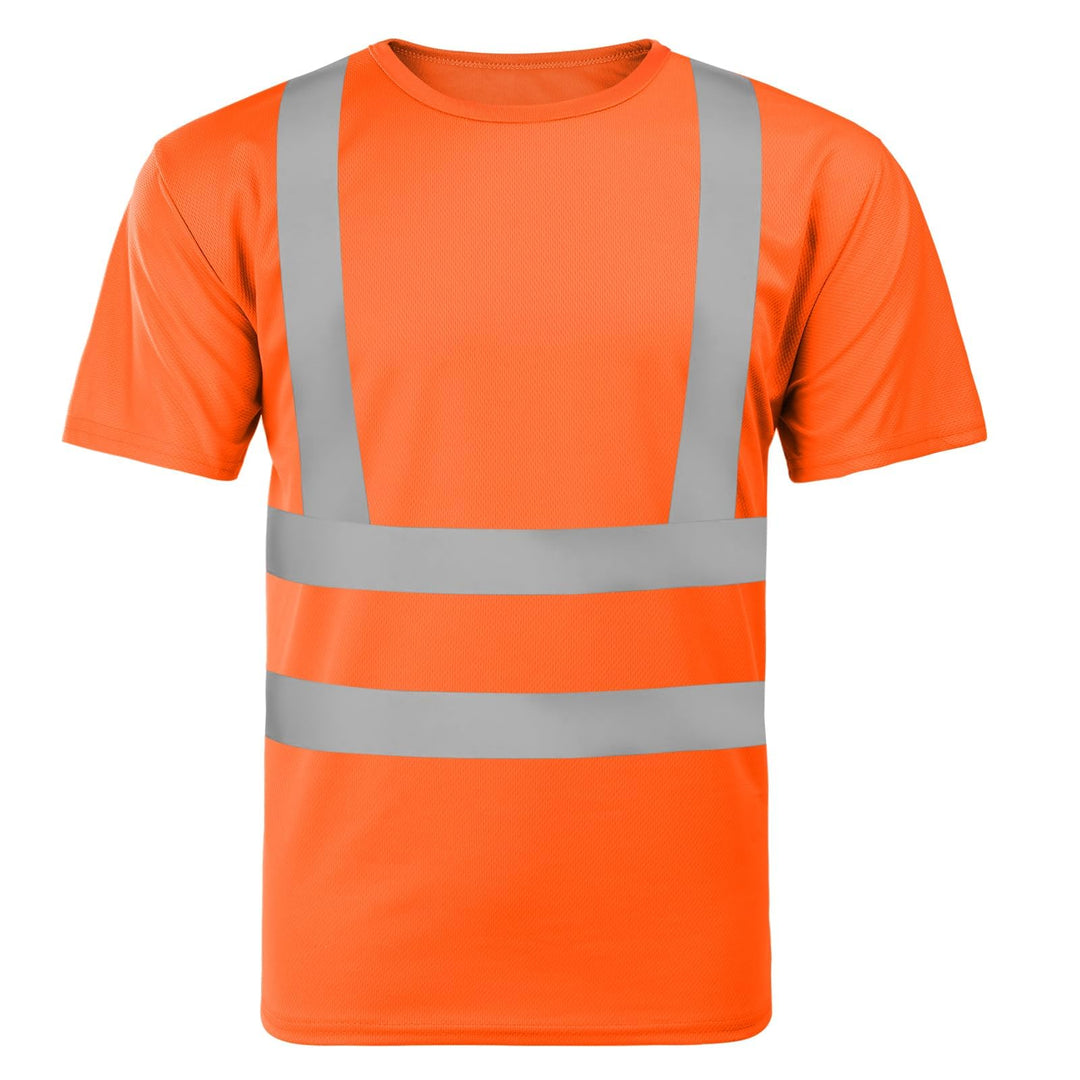 AUYAO Profi Warnschutz T-Shirt Warnkleidung Leicht Kurzarmshirt Kurzarm Hohe Sichtbarkeit Arbeitsshi