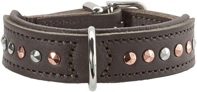 HUNTER SAN DIEGO Hundehalsband, Leder, geschmeidig, Nieten, 27 (XXS-XS), braun 27 (XXS-XS) braun, 27