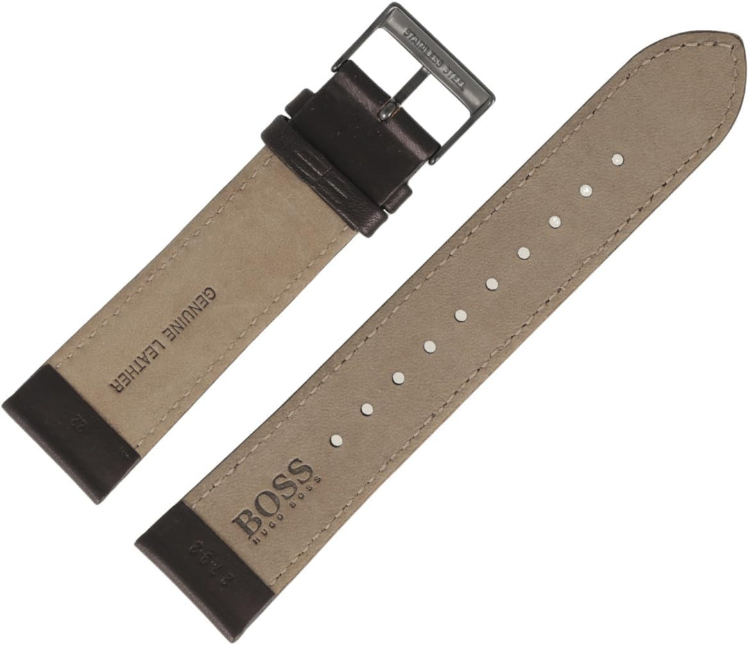 Hugo Boss Uhrenarmband 22mm Leder Dunkelbraun Glatt - 659302792