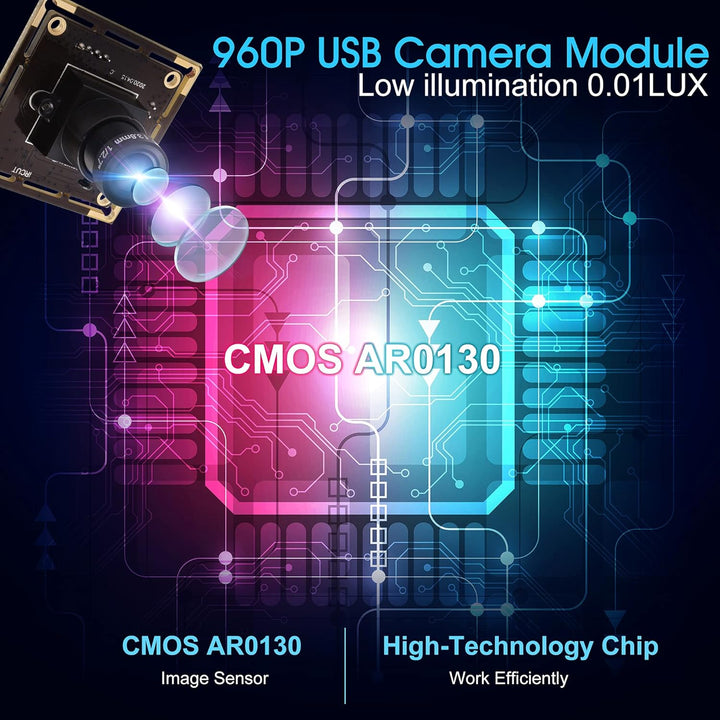 G 0.01lux USB Kameramodul 1.3mp Webcam modul Weitwinkel HD geringe Beleuchtung Webkamera,960P 3.6mm