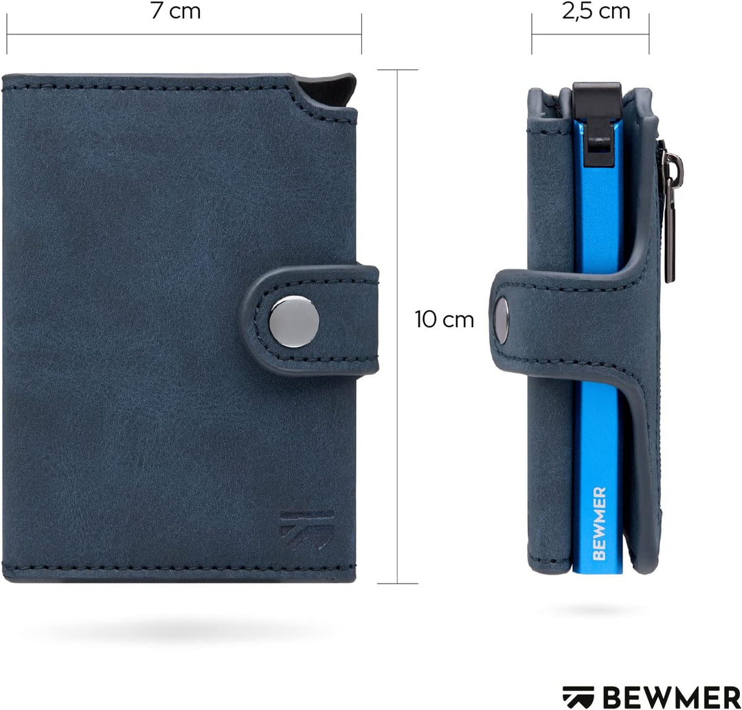 BEWMER 2 Shielded | Herren und Damen Slim Wallet mit RFID-Schutz Anti-Cloning | Kartenetui mit Münzf