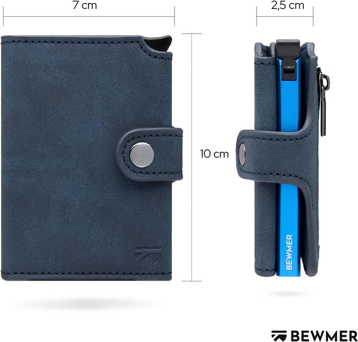 BEWMER 2 Shielded | Herren und Damen Slim Wallet mit RFID-Schutz Anti-Cloning | Kartenetui mit Münzf
