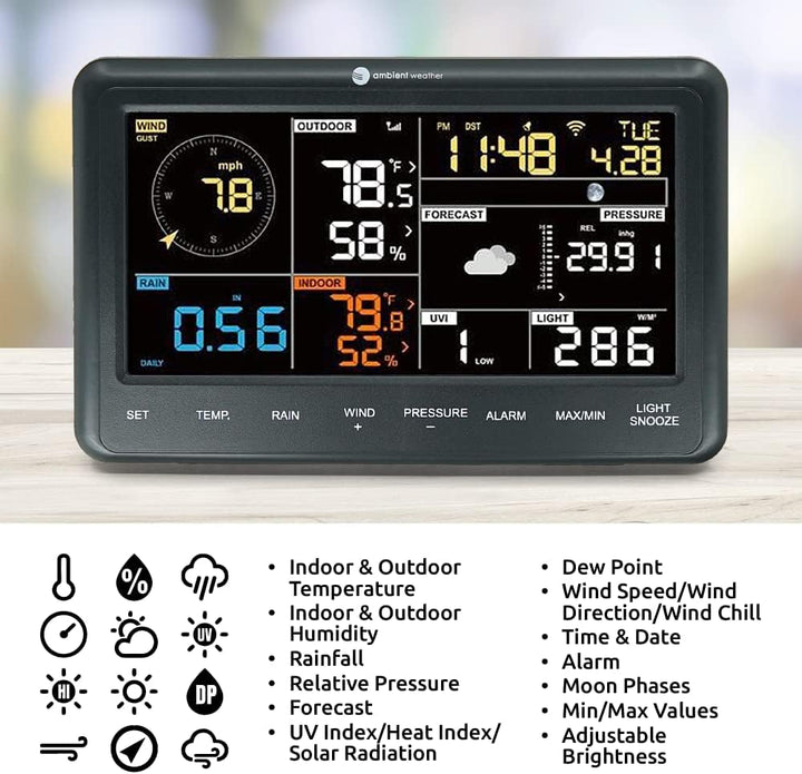 Ambient Weather WS-2902A Smart WiFi Wetterstation mit Fernüberwachung und Alarmen