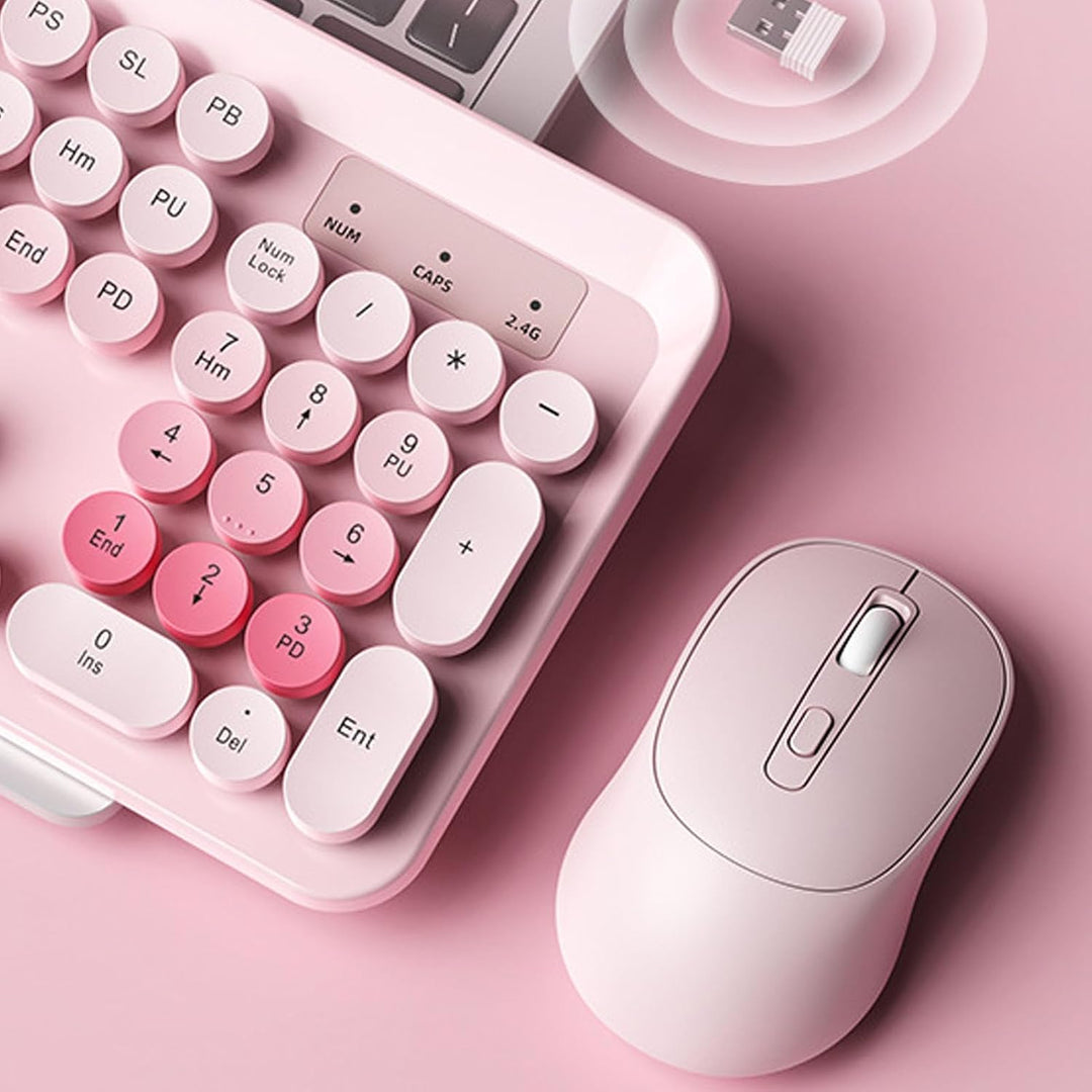 Topiky Kabellose Schreibmaschinen-Tastatur und Maus-Kombination, Retro-Büroset mit 104 Tasten in Vol