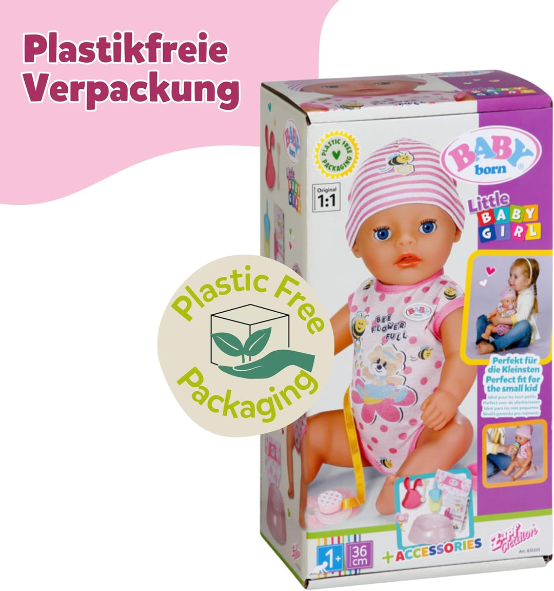 BABY Born Hannah Spiel mit Mir - Babypuppe mit 5 Funktionen - Weicher Stoffkörper inkl. Accessoires