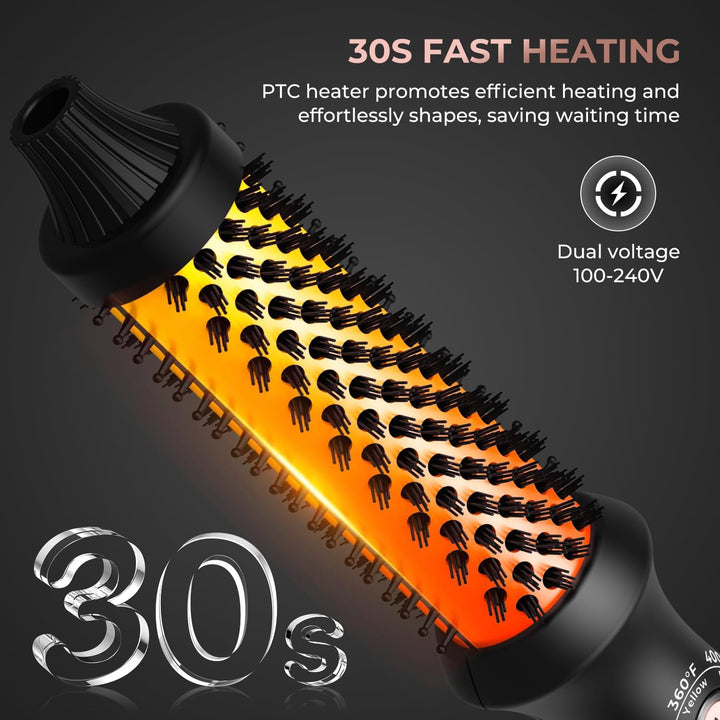 UKLISS Thermobürste Thermal Brush 32mm - Rundbürste 160-204℃, Pro Leichte Lockenbürste Erzeugt Wurze