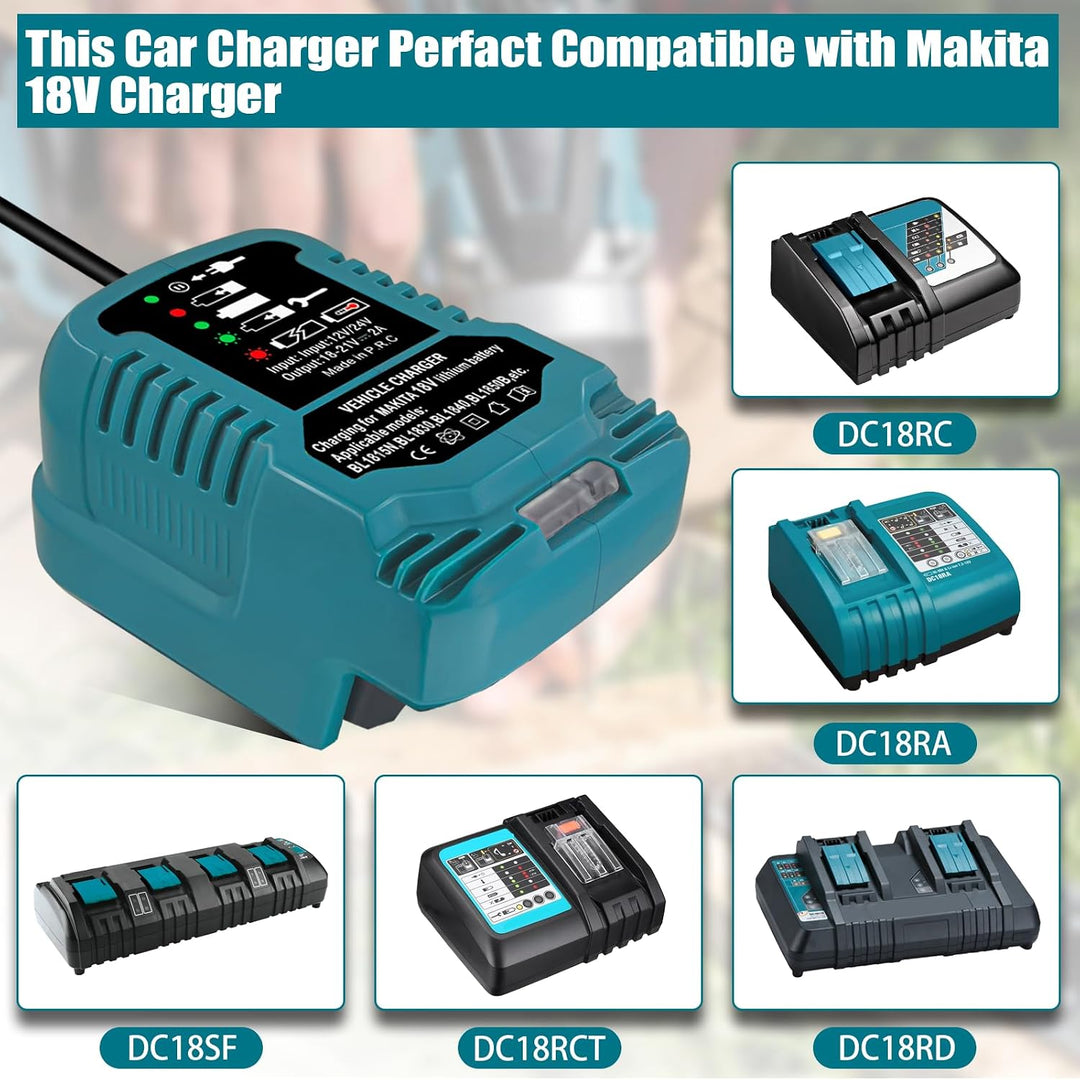 Auto DC18RC Schnellladegerät Kompatibel für Makita 18V Akku BL1830 BL1840 BL1850 BL1860, mit LED Anz