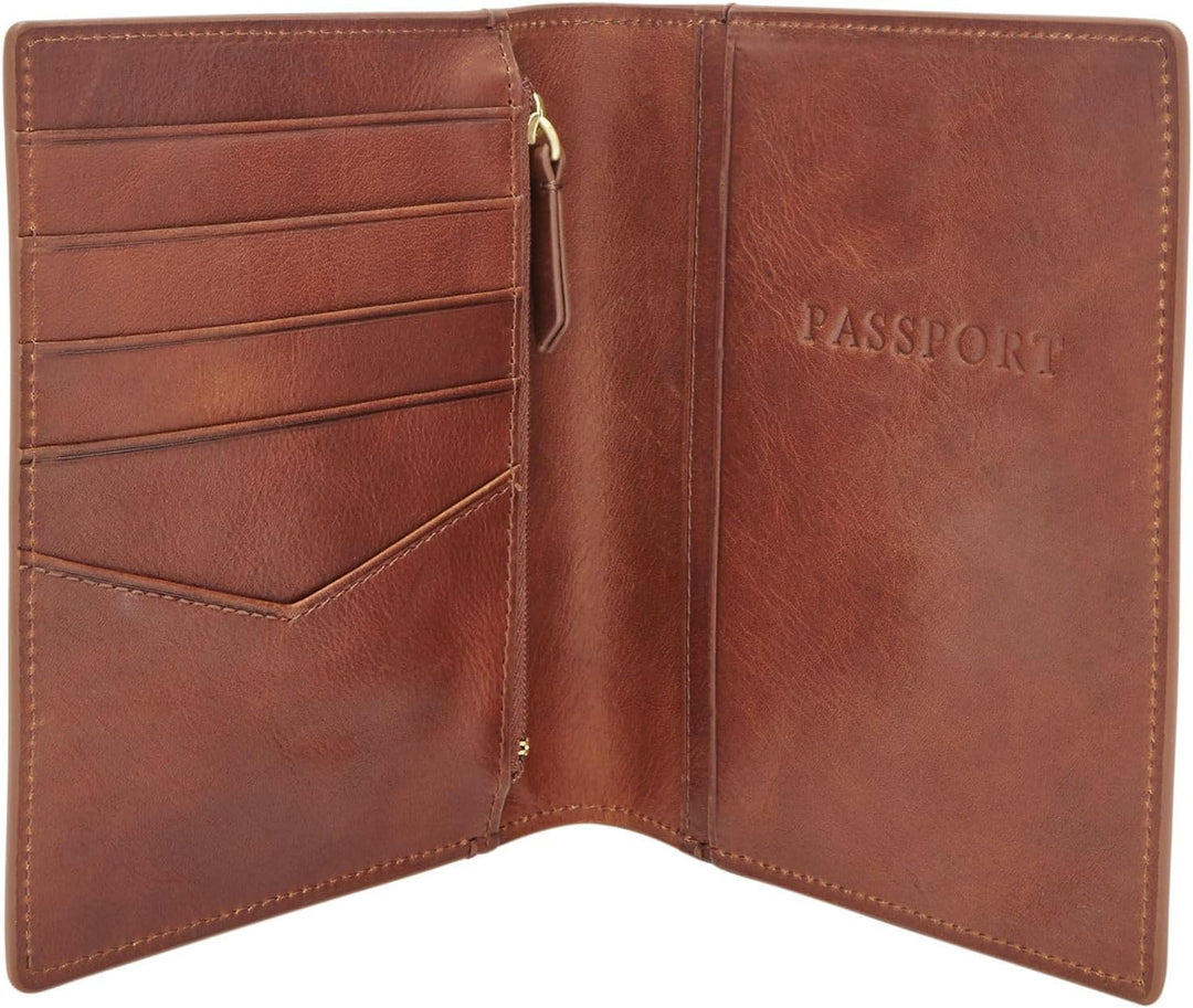Fossil Herren Leder Reisepasshülle 11,43 cm L x 1,27 cm B x 13,97 cm H Hell Braun, Hell Braun