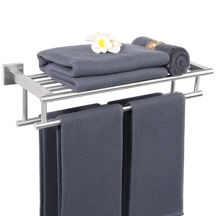 SAYAYO Handtuchhalter Wand 50cm Gästehandtuchhalter mit Ablage Handtuchhalter Edelstahl Gebürstet Ha