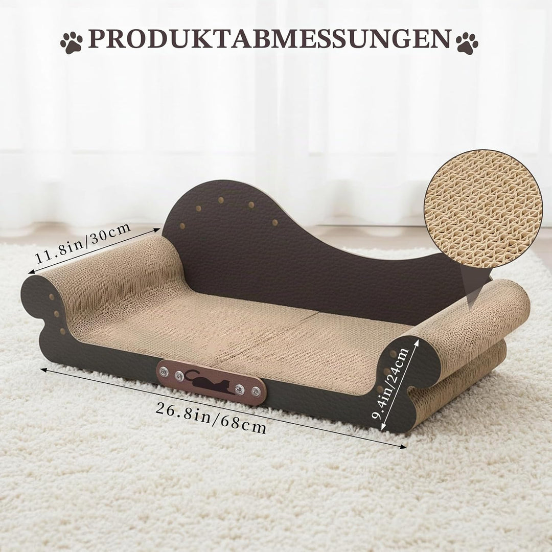 Kratzbrett Katzen XXL, Langlebig und Doppelseitig Nutzbar, mit Sofa Design Kratzmatte, mit Kratzpapp