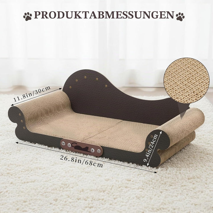 Kratzbrett Katzen XXL, Langlebig und Doppelseitig Nutzbar, mit Sofa Design Kratzmatte, mit Kratzpapp