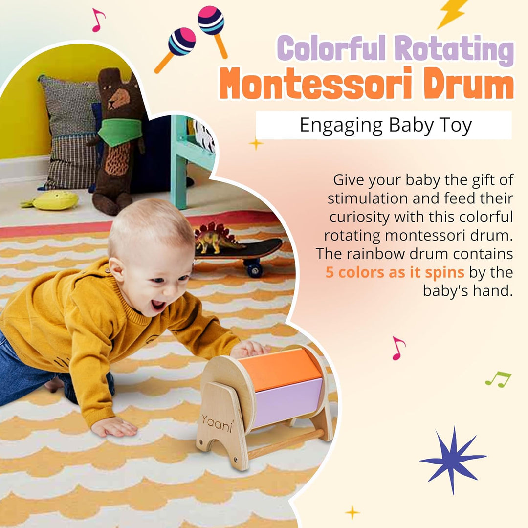 YAANI Montessori Spinning Drum Montessori Spielzeug für Säugling 6-12 Monate 1 Jahr alte Babys Klein