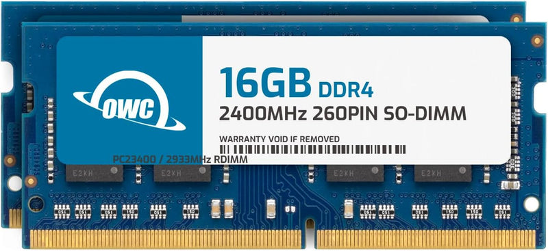 OWC - 32GB Memory Upgrade Kit - 2 x 16GB PC19200 DDR4 2400MHz SO-DIMMs für Mac Mini (Late 2018), 27"